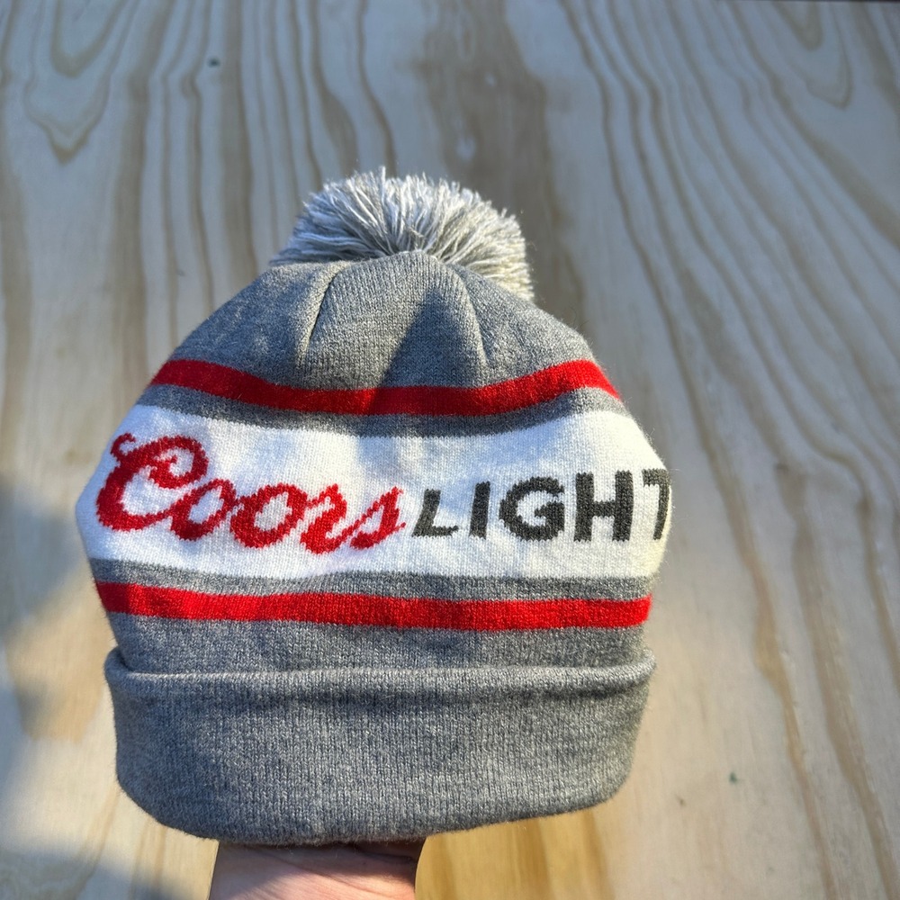 Coors Light Gray Knit Pom Beanie Hat Official Licensed Product Unisex One Size